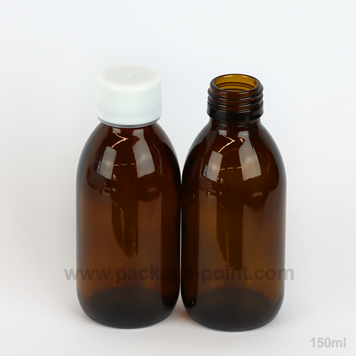 150 ml Syrup Bottle Glass Pharmacy Amber 